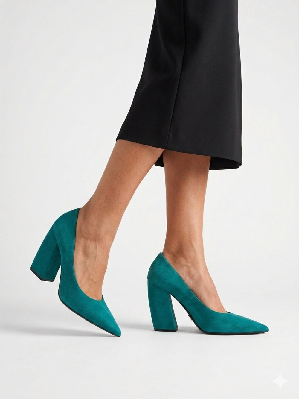 Prada teal turquoise green suede block heel pumps - IT 40 (US 9)